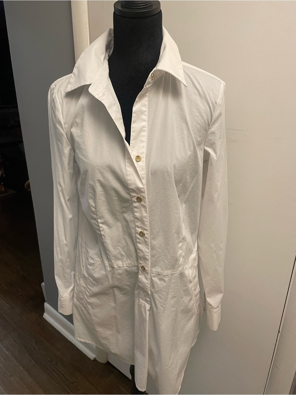 Adrienne Vittadini White Longline Button-Down Tunic